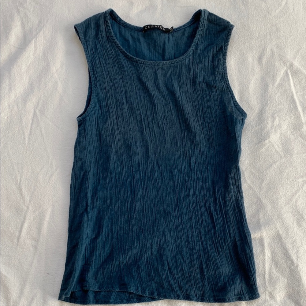Curator %100 cotton Blue Sleeveless Top